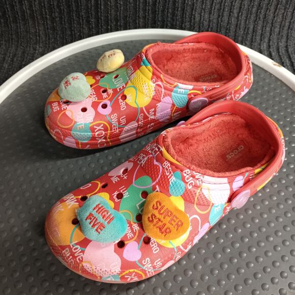 CROCS Other - Crocs Sweethearts Valentines Junior Lined Sandals Red